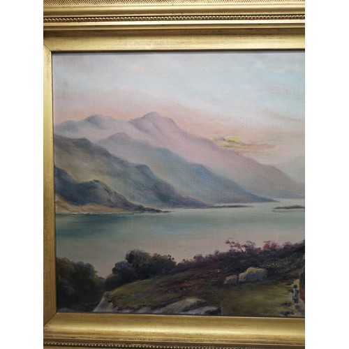 244 - Stunning victorian oil Painting of scottish Highland scene in stunning gold frame.