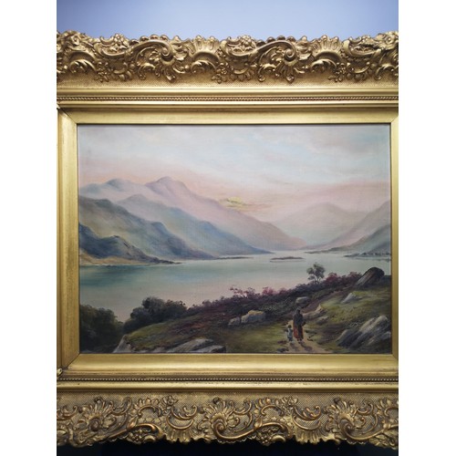 244 - Stunning victorian oil Painting of scottish Highland scene in stunning gold frame.