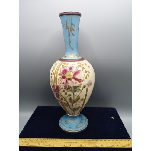 249 - Large victorian vase with blush ivory and light blue decoration in the style of Royal Worcester.