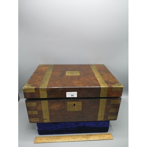 98 - Antique document writing box with double inkwells..