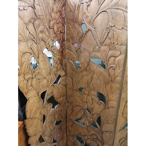 70a - Large carved stunning 19th century multi section Chinese screen with large carvings.