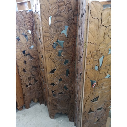 70a - Large carved stunning 19th century multi section Chinese screen with large carvings.