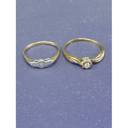 3a - 2 9ct gold diamond rings. 2.75 grams..