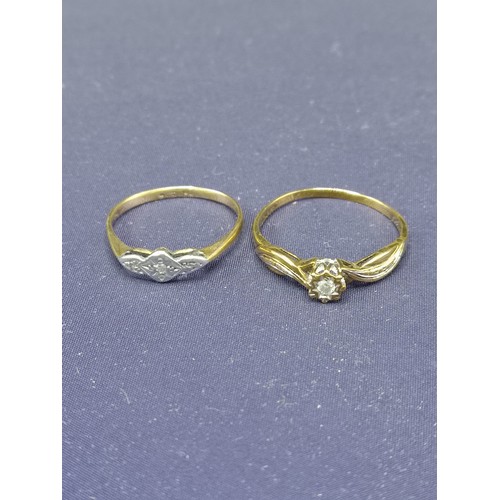 3a - 2 9ct gold diamond rings. 2.75 grams..