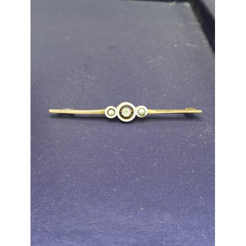 7 - 4 yellow metal bar brooches no Hall marks.