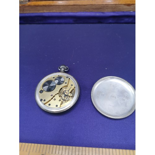 22 - Silver Hall marked kays master piece pocket watch in working order.