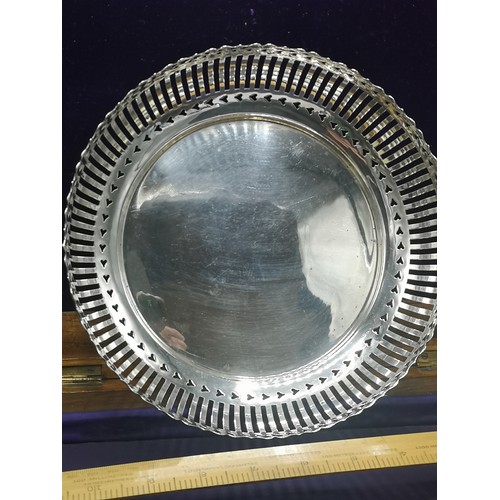 25 - Large silver Hall marked chester pierced bowl markers Colen Hewer Cheshire  380 grams..  Approximate... 