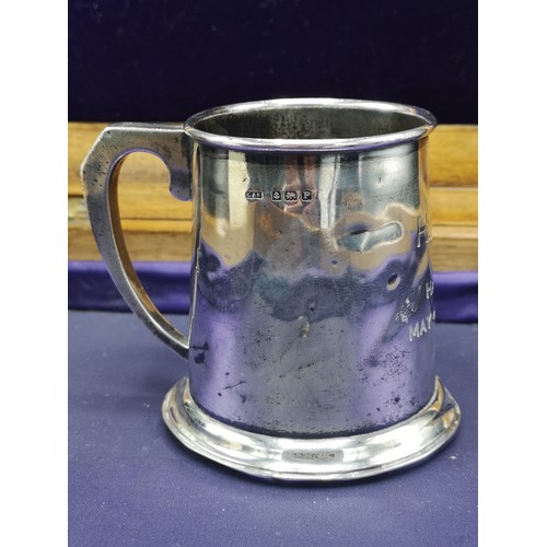 32 - Silver Hall marked birmingham tankard makers c&n. 102 grams.