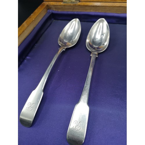 40 - 4 georgian silver spoon s to include 2 Edinburgh silver desert spoons makers LG.