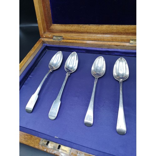 40 - 4 georgian silver spoon s to include 2 Edinburgh silver desert spoons makers LG.