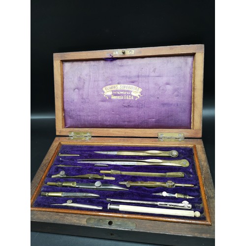 43a - Antique engineer's Drawing set in fitted case.