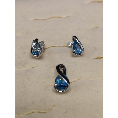 11 - 3 piece 9ct white  gold aquamarine set includes. Earrings.