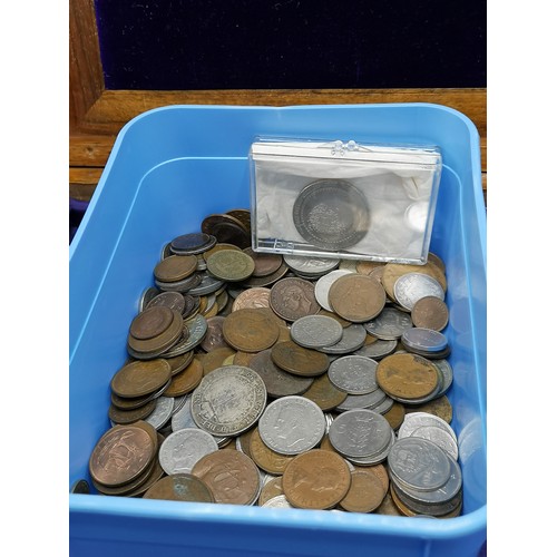 59 - Large collection of coins to include silver coin dated 1899.