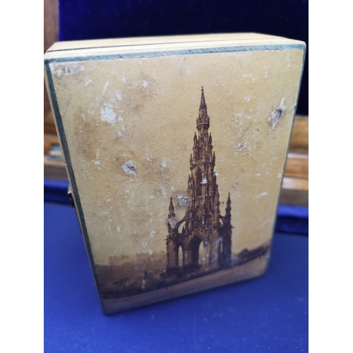 77a - Mauchline ware box depicting Scott's monument Edinburgh.