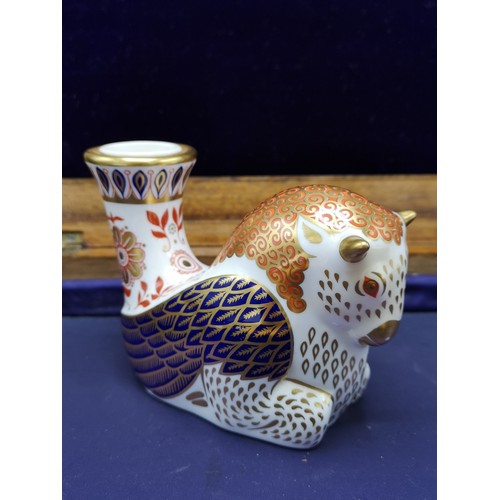 64 - Large Royal Crown Derby Imari pattern bison candle stick.