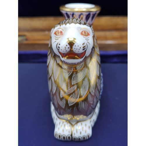 65 - Large Royal Crown Derby Imari pattern lion candle stick.