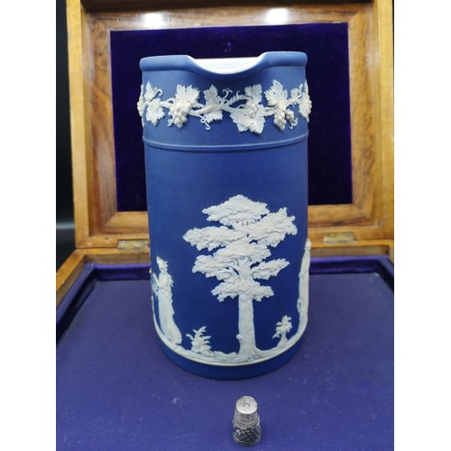 77 - Large Victorian Wedgwood blue jasper ware water jug.