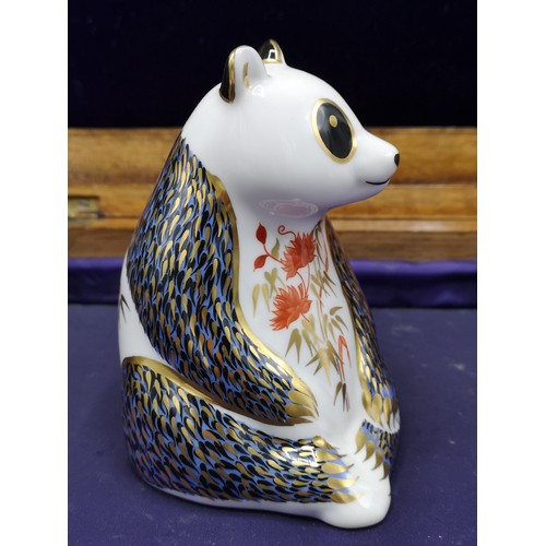 84 - Royal Crown Derby large panda paperweight with stopper.