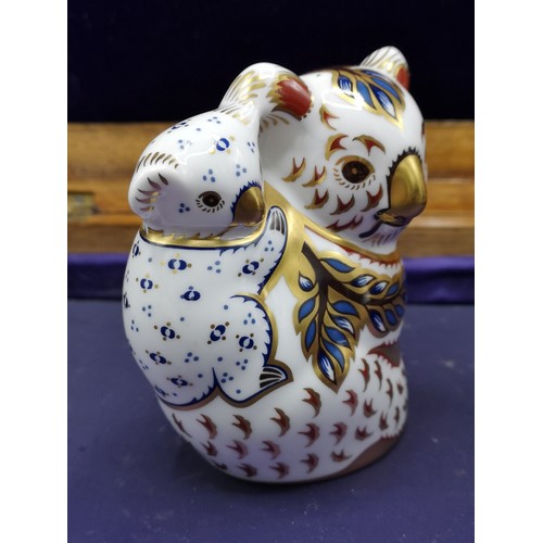 89 - Royal Crown Derby Australian collection koala figure and baby paperweight with Gold stopper.