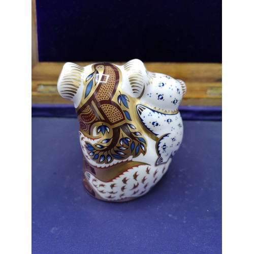 89 - Royal Crown Derby Australian collection koala figure and baby paperweight with Gold stopper.