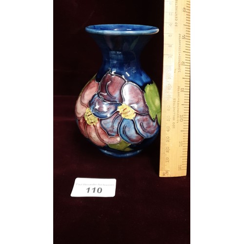 110 - Early Moorcroft Anemone Pattern Vase Impressed Mark And Sticker 13cm