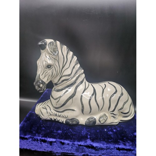 157 - Ballentines zebra whisky decanter.