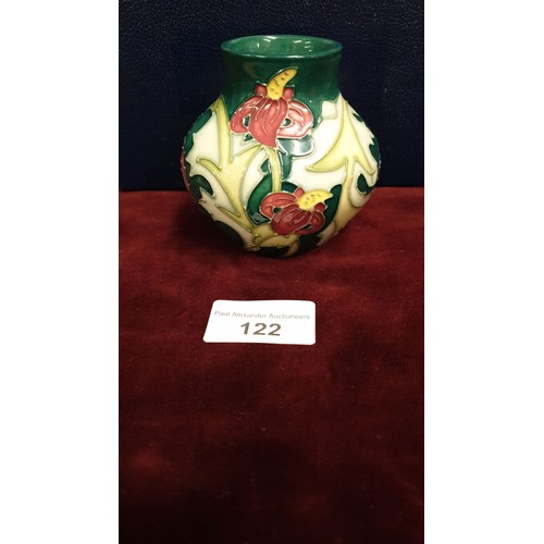 122 - Stunning Moorcroft Vase With Green Ground Floral bouquet Vase