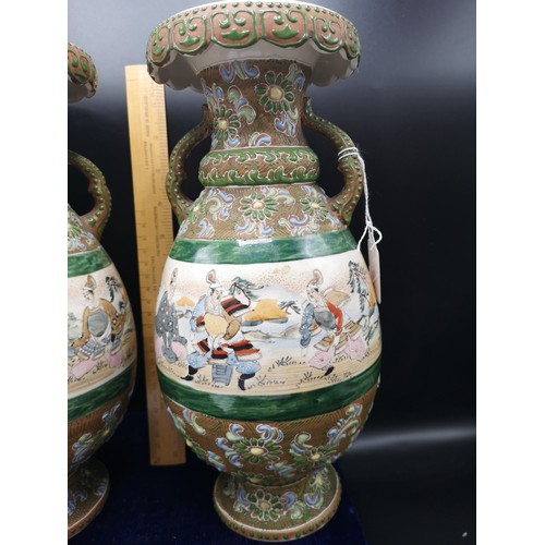 163 - Pair of Chinese samurai warrior vases.