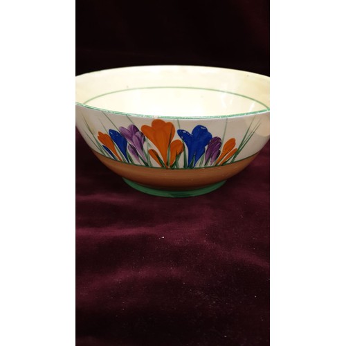 74 - Clarice Cliff Bizarre bowl Crocus Pattern 8cm High 16.5cm Wide A/F .