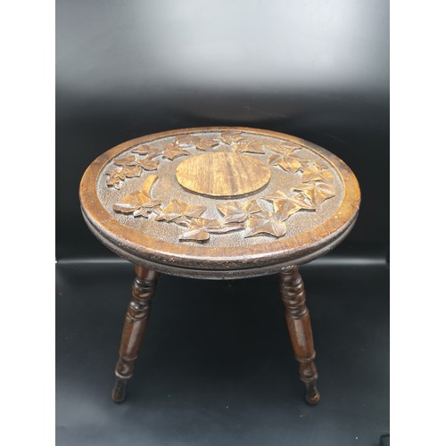 170 - Large arts and crafts antique stool with bobble turned supports.