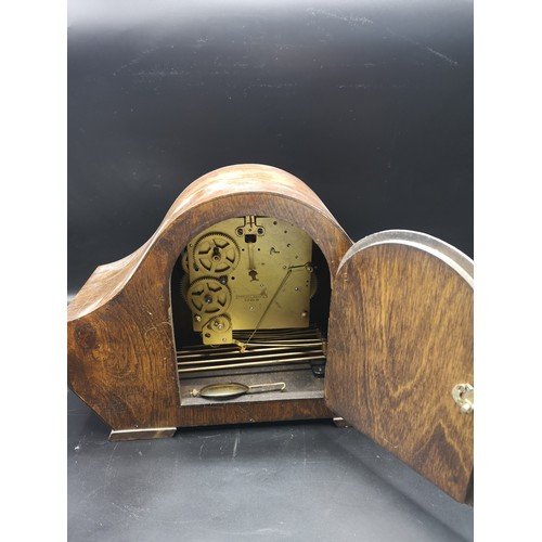 173 - Art deco 3 hole Westminster chime mantle clock.