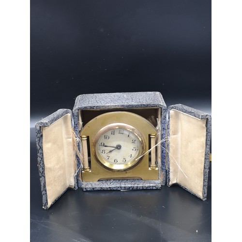 175 - Vintage brass carriage clock in fitted box.