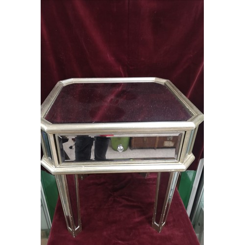 180 - Stunning contemporary style mirrored side table with drawer.