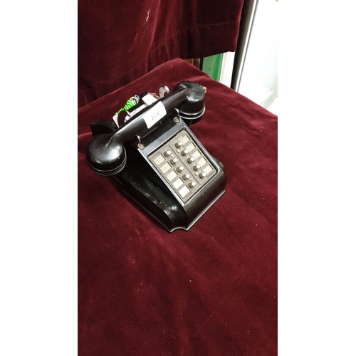 274 - Vintage Bakelite Push Button Phone With Original Flex.