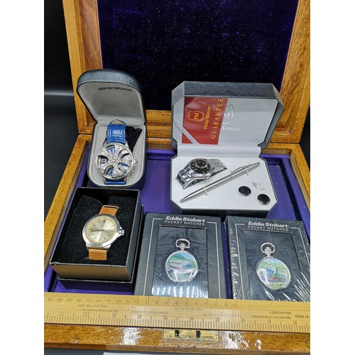 457 - Lot of watches to include Eddie stobart pocket watches boxed etc.