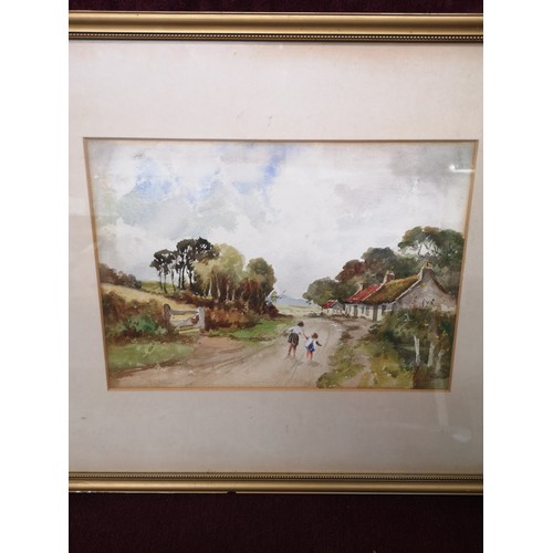 71A - Large water colour depicting country lane signed B Davis.