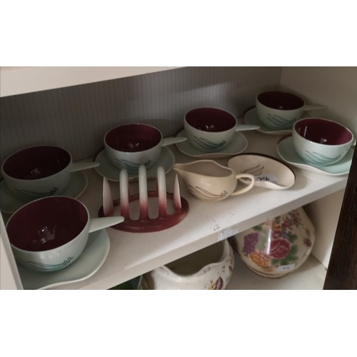 756 - Shelf of carlton ware deco soup set etc.