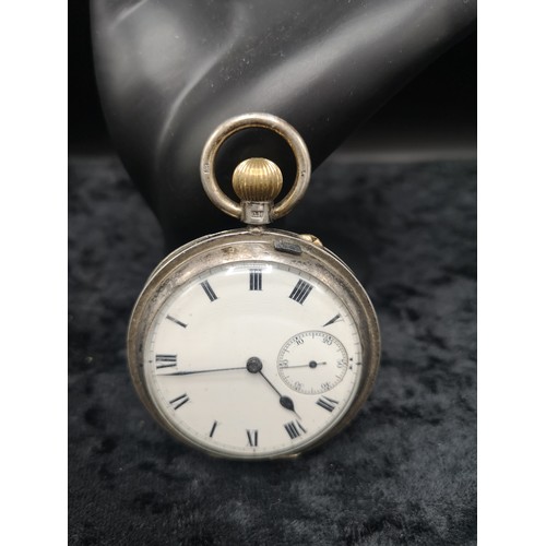 5 - Silver Hall marked chester pocket watch, movement working needs replacement front.