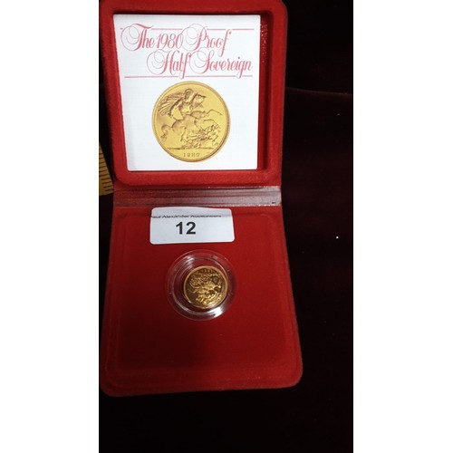 12 - Proof Half gold sovereign dated 1980. In Original Case Sealed Mint