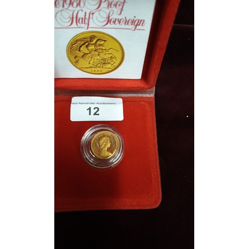 12 - Proof Half gold sovereign dated 1980. In Original Case Sealed Mint