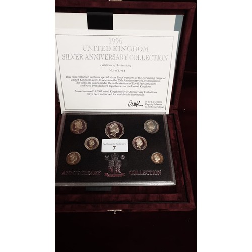 7 - 1996 Silver mint Coin collection in original case sealed.