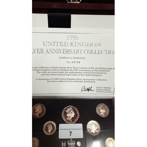 7 - 1996 Silver mint Coin collection in original case sealed.