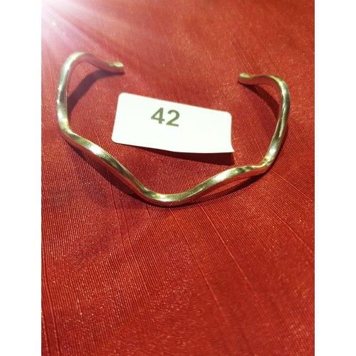 42 - Hallmarked Solid Silver Wave Bangle16.7 Grams