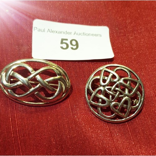 59 - 2  Vintage  Style Celtic Brooches 9.2 g