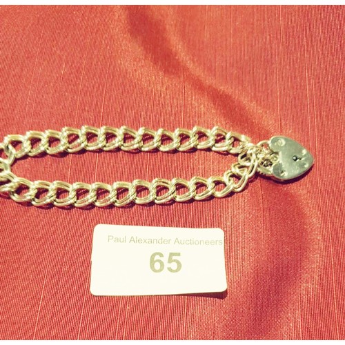 65 - Vintage Silver Double Curb Link Bracelet Hallmarked Birmingham 1975 Length 7.75 Inches 14g