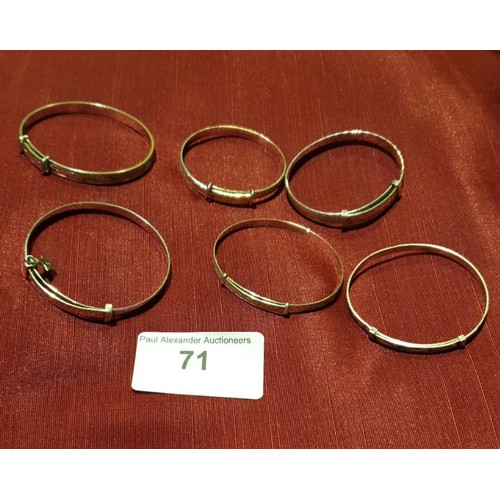 71 - Lob Lot Silver Baby Bangles 25.6 g