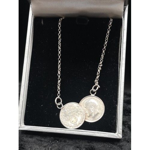 46a - Silver 925 coin necklace.