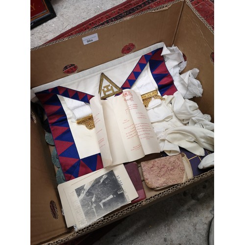 90a - Box of Masonic apron etc.