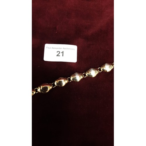 21 - Heavy Quality Gold on Silver Bracelet With Toggle Fastener7.5 inches 23g