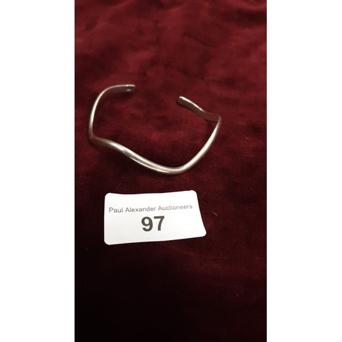 97 - Hallmarked Silver Zig Zag Bangle 13.8g